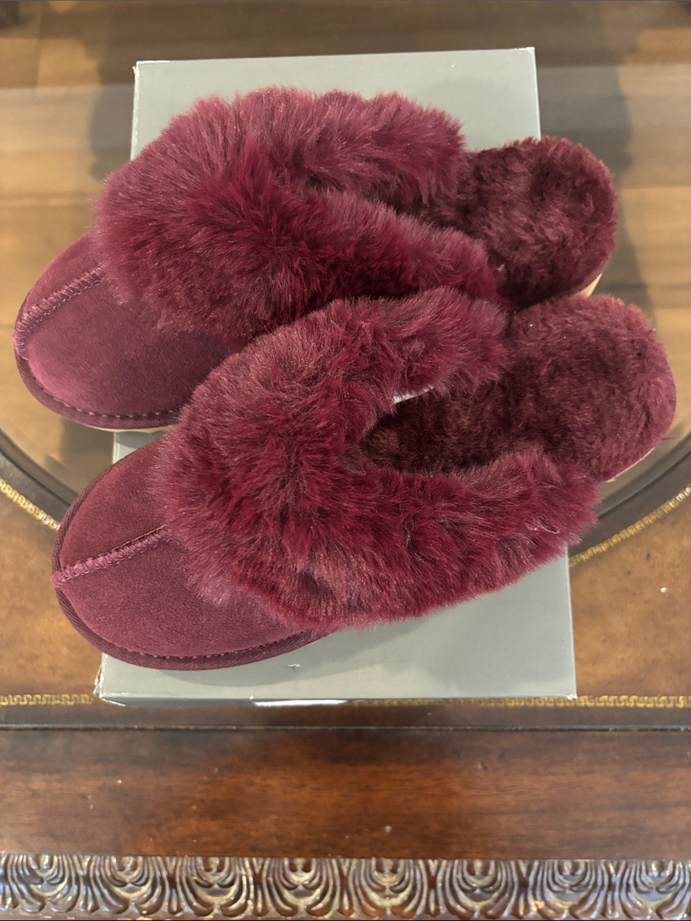 Style & Co. Faux-Fur Lined Slip-On Slippers - Wine